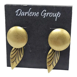Darlene Group Circle Post Earrings With Leaf Drop Accent